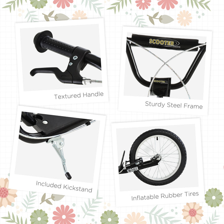 Kick Scooters for Kids with Adjustable Height, Anti-Slip Deck, Dual Brakes, Rubber Tyres, for Boys and Girls Aged 5+ Years Old - Black