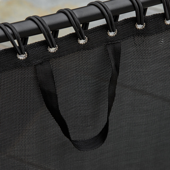 MCL Foldable Sun Lounger, Outdoor 4 Level Adjustable Backrest Reclining Chaise Chair, Steel Frame Recliner Chair for Camping, Hiking, Black