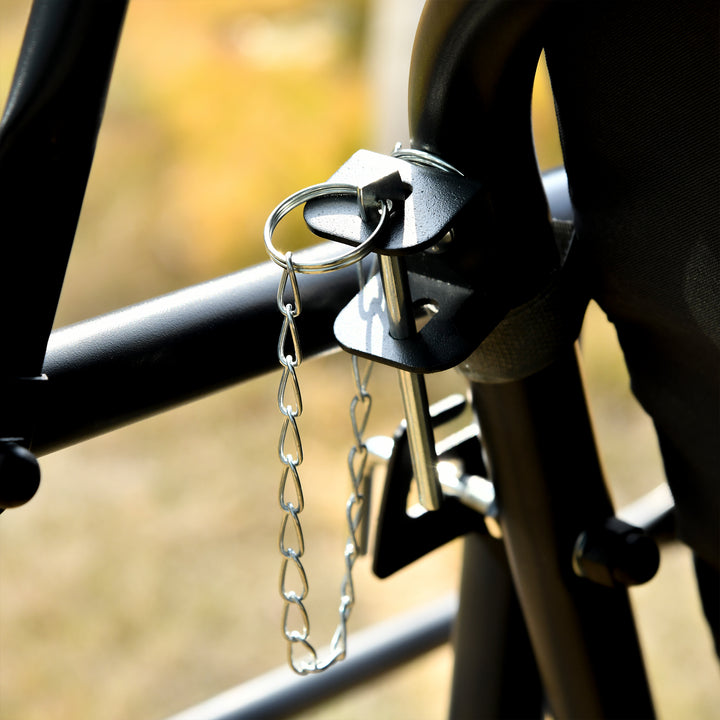 MCL Outdoor 2-in-1 Swing Chair Lounger 3 Seater Garden Swing Seat Bed Convertible Tilt Canopy W/ Cushion, Dark Grey