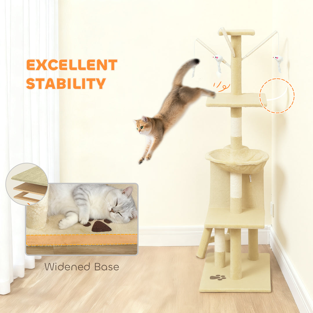 Multi-Level Cat Tower, 134cm Cat Tree with Condo and Sisal Scratching 
