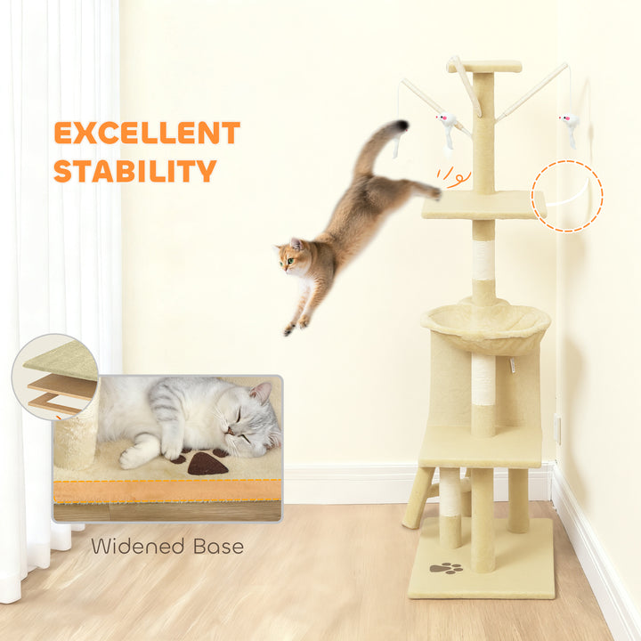 Multi-Level Cat Tower, 134cm Cat Tree with Condo and Sisal Scratching 
