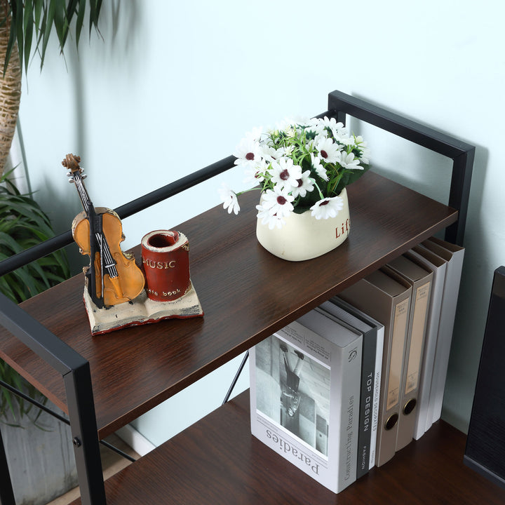 Computer Desk with Storage Shelves on Left or Right, Industrial Reversible Writing Desk for Home Office, Study, Easy Assembly, 120 x 64 x 121cm, Walnut and Black