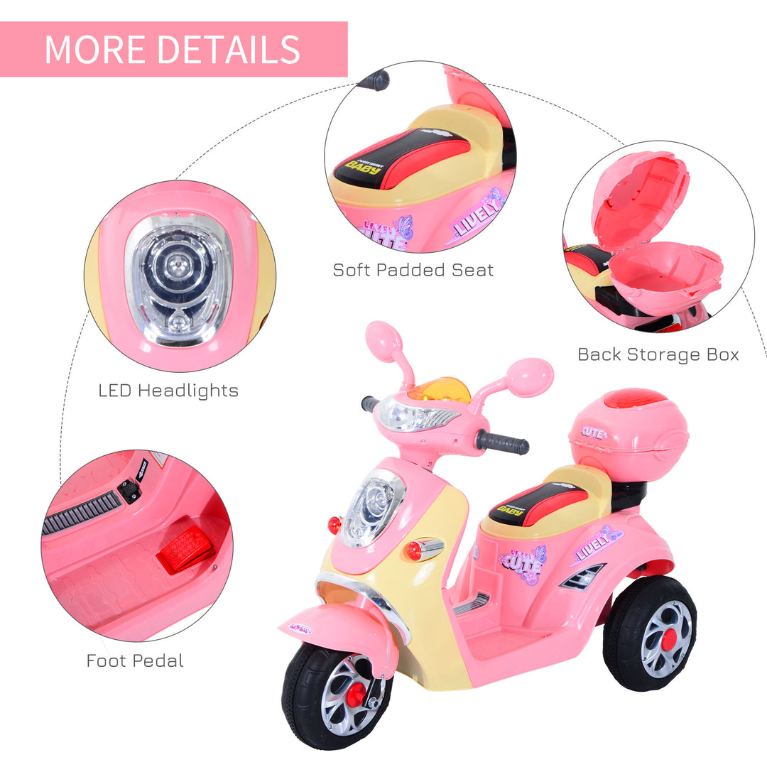 MCL Kids Electric Ride On Toy Car 6V Electric Motorbike with Chargeable Battery Headlight and Music for 3-5 Years - Pink