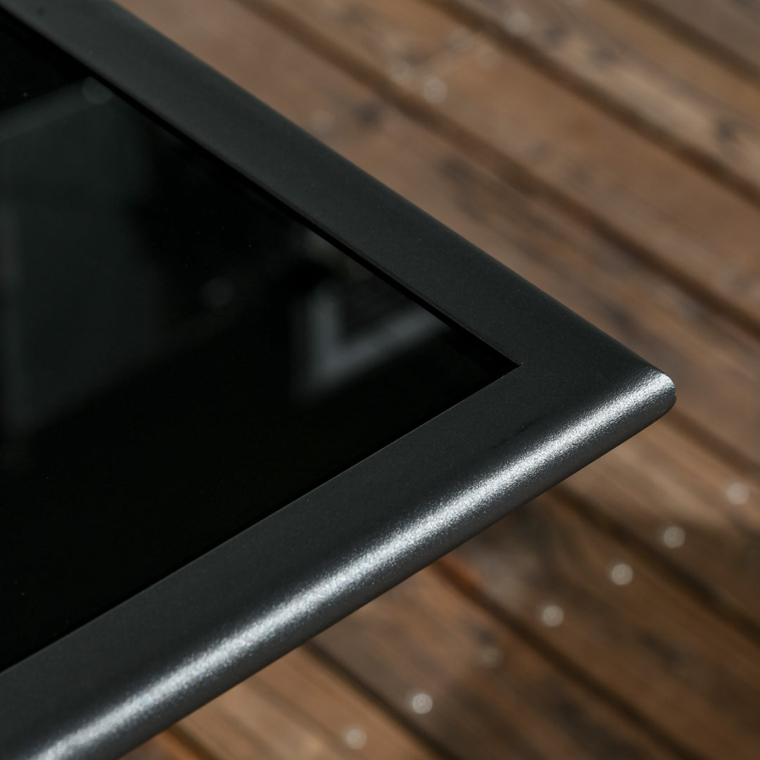 MCL Folding Outdoor Dining Table for 6, Rectangle Garden Table Tempered Glass Top with Parasol Hole Garden Lawn Backyard, 110 x 70 x 70 cm