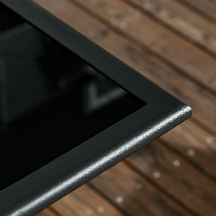 MCL Folding Outdoor Dining Table for 6, Rectangle Garden Table Tempered Glass Top with Parasol Hole Garden Lawn Backyard, 110 x 70 x 70 cm