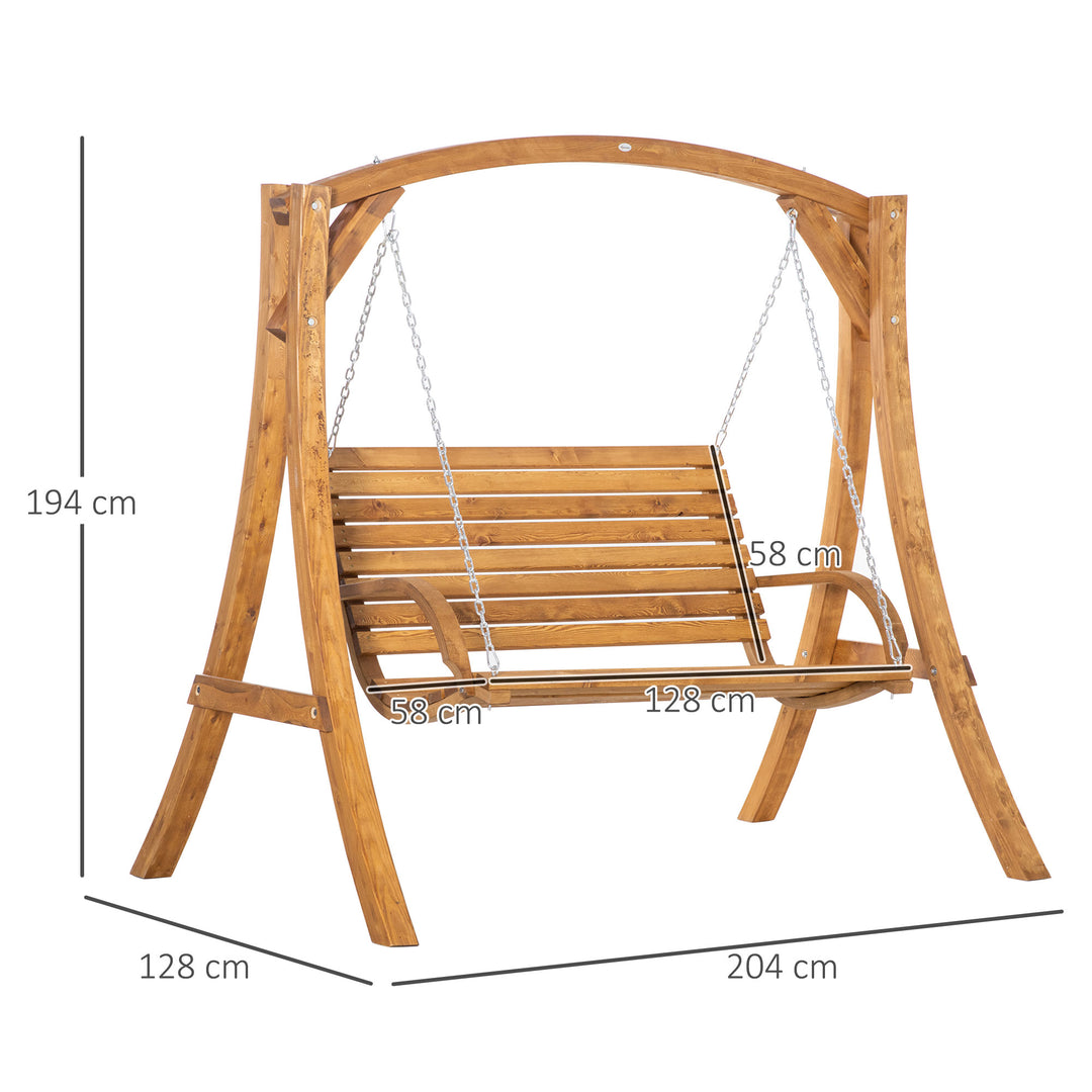 2 Seater Garden Swing Seat Swing Chair, Outdoor Wooden Swing Bench Seat