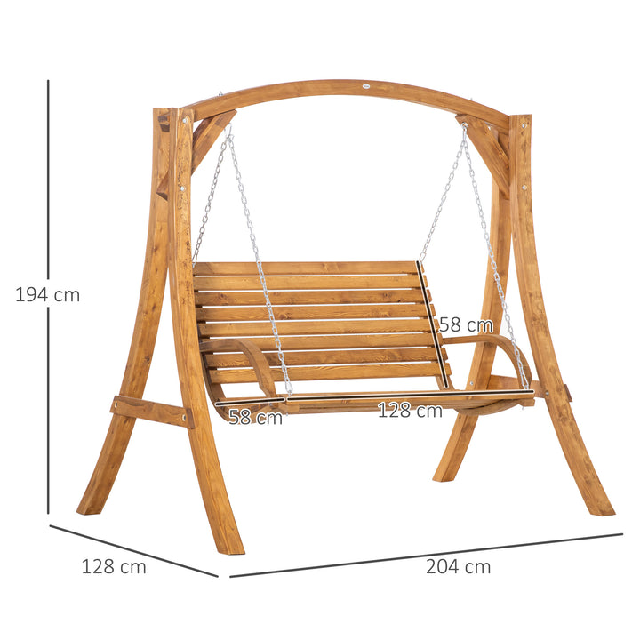 2 Seater Garden Swing Seat Swing Chair, Outdoor Wooden Swing Bench Seat