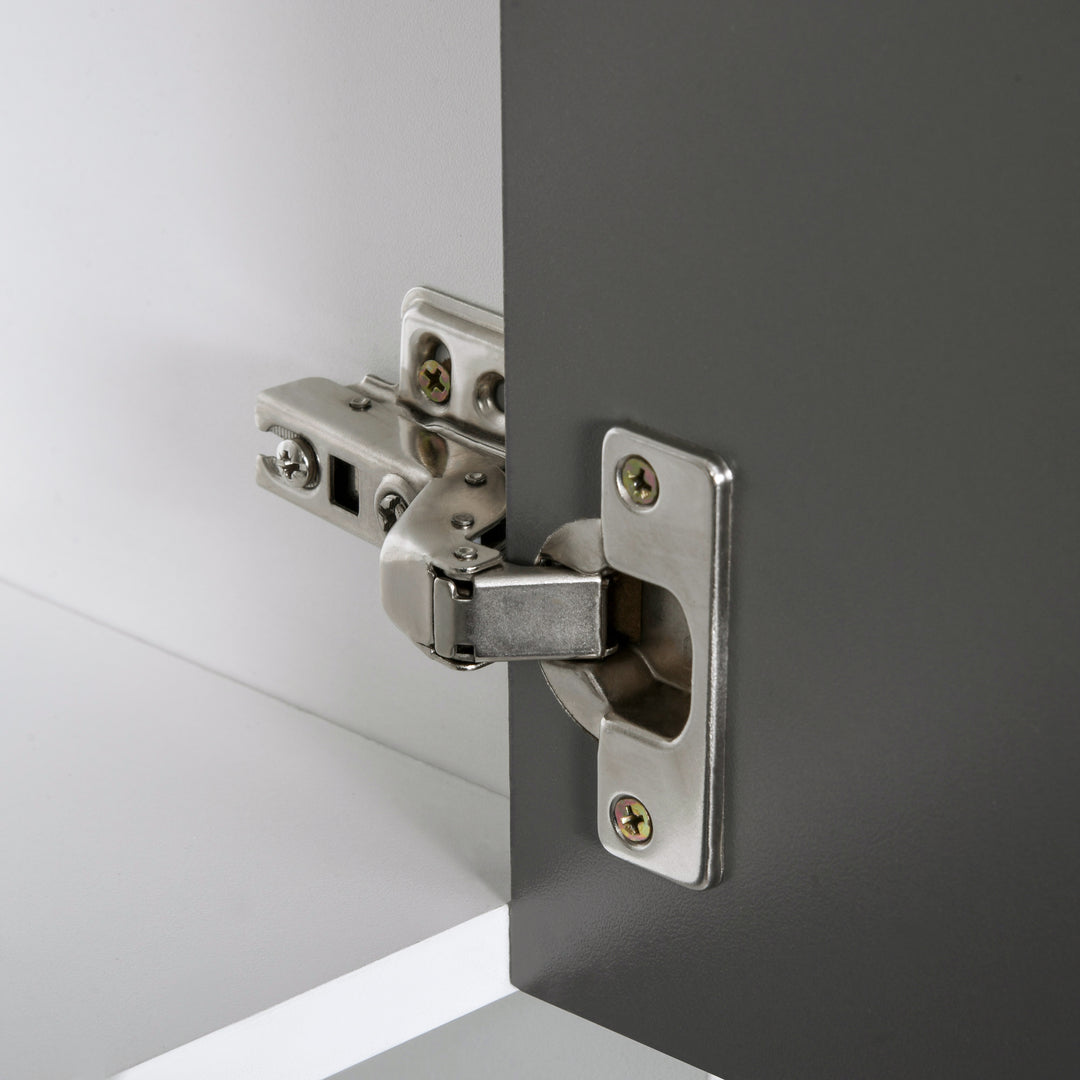 MCL Modern Kitchen Cupboard with Storage Cabinets, 3 Drawers and Open Countertop for Living Room, Grey