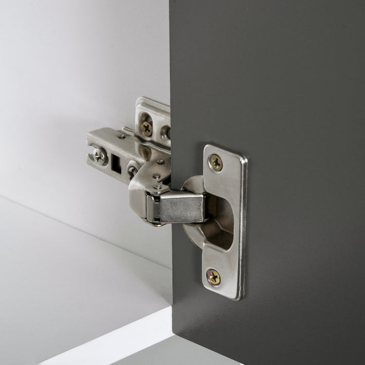 MCL Modern Kitchen Cupboard with Storage Cabinets, 3 Drawers and Open Countertop for Living Room, Grey