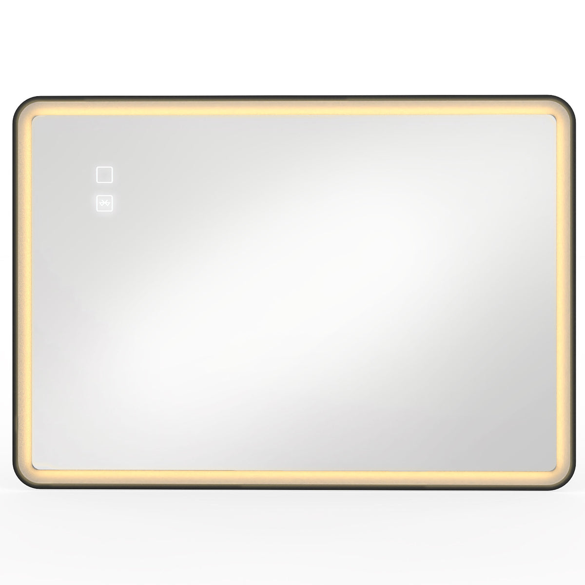 Bathroom Mirror with LED Lights, 100x70cm Rectangle Bathroom Mirror - Black