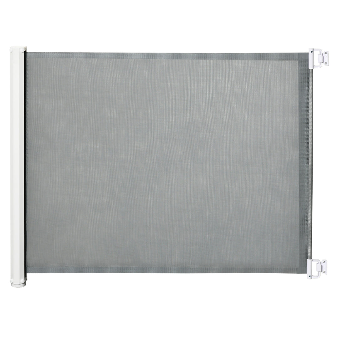 Retractable Stair Gate for Dogs, Pet Mesh Safety Gate Extends up to 115cm for Doorways Indoor- Grey