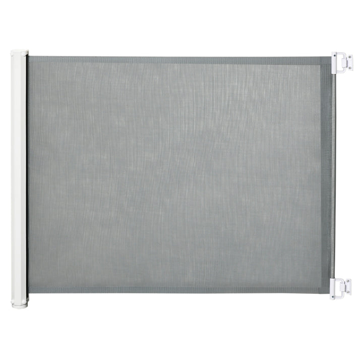 Retractable Stair Gate for Dogs, Pet Mesh Safety Gate Extends up to 115cm for Doorways Indoor- Grey