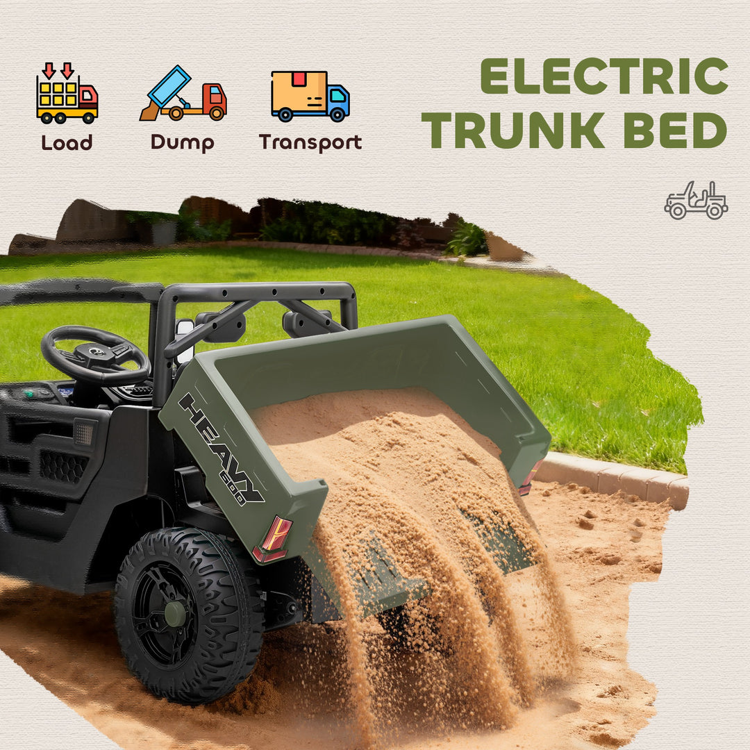 Kids Ride on Car, 12V Electric Kids UTV with Electric Dump Bed, 4-Wheel Suspension for 3-8 Years
