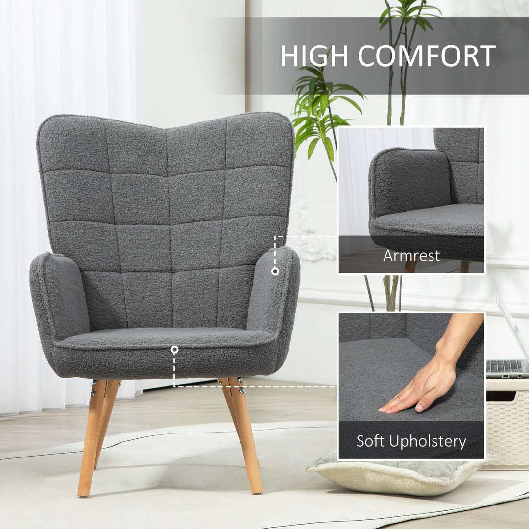 Teddy Fleece Wingback Accent Chair - Grey