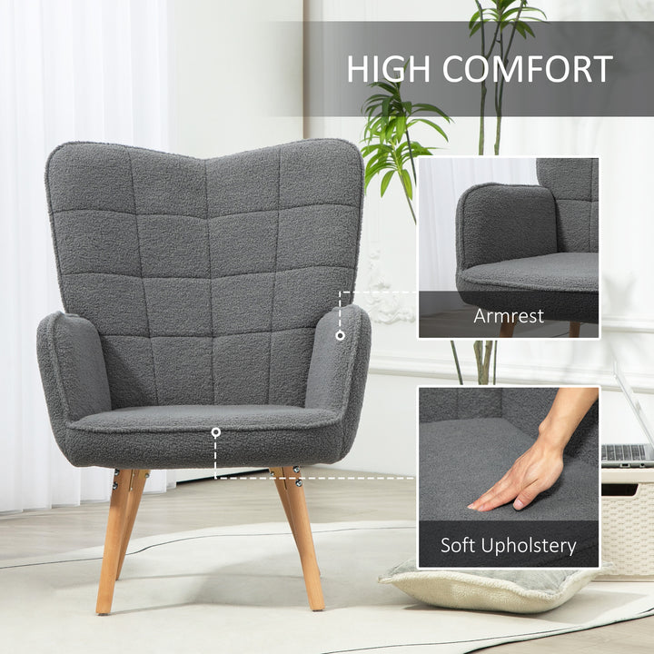 Teddy Fleece Wingback Accent Chair - Grey