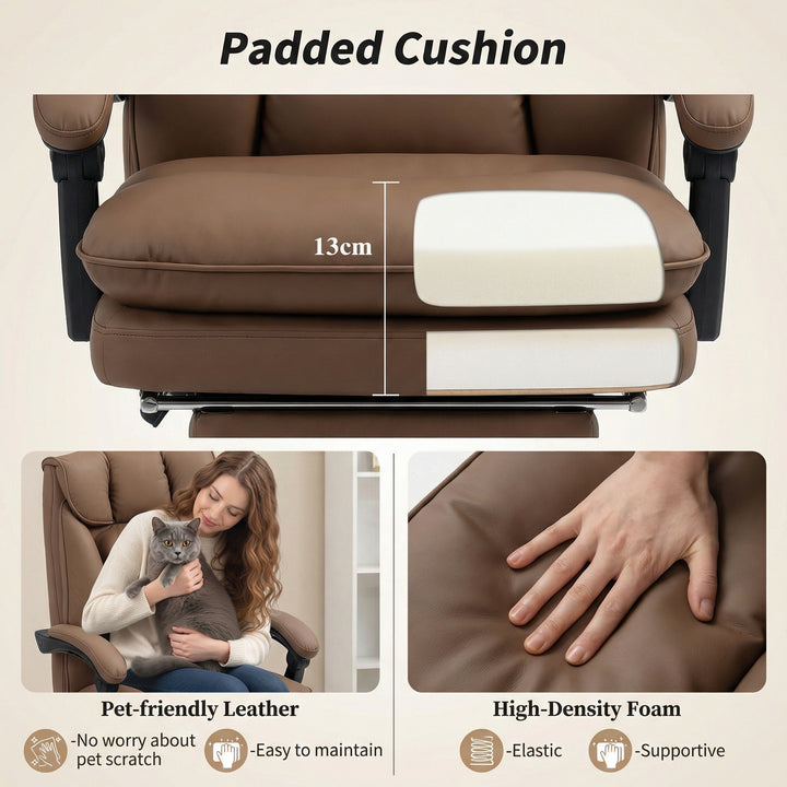 155° Reclining Faux Leather Swivel Office Chair