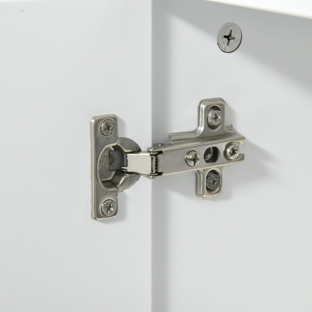 Pedestal Under Sink Cabinet, Modern Bathroom Vanity Unit, Storage Cupboard with Double Doors, Adjustable Shelf, White