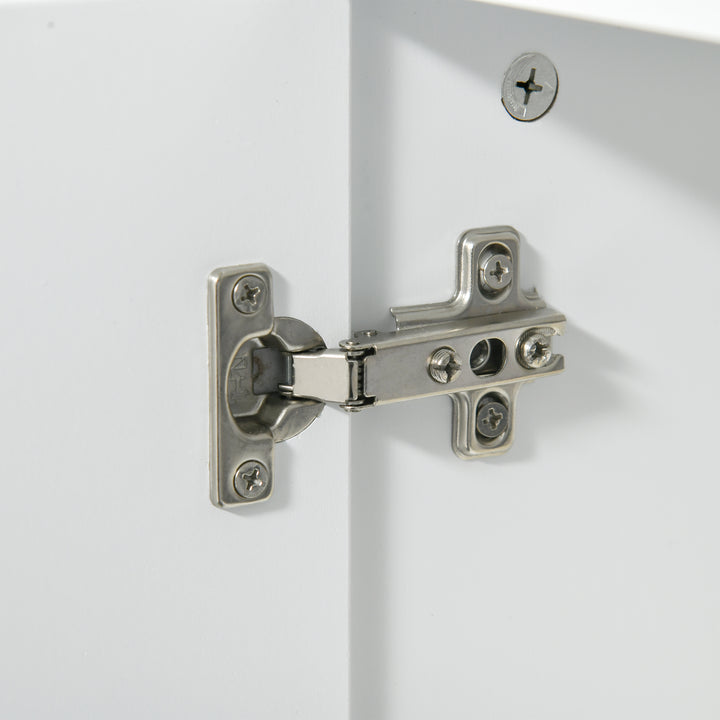Pedestal Under Sink Cabinet, Modern Bathroom Vanity Unit, Storage Cupboard with Double Doors, Adjustable Shelf, White