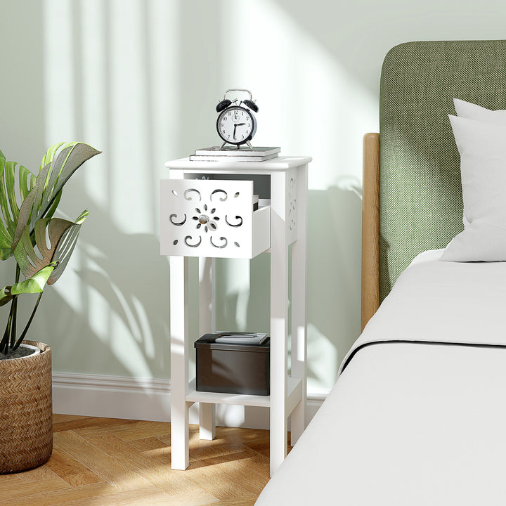 Set of Two Elegant Floral Cut-Out Side Tables - White
