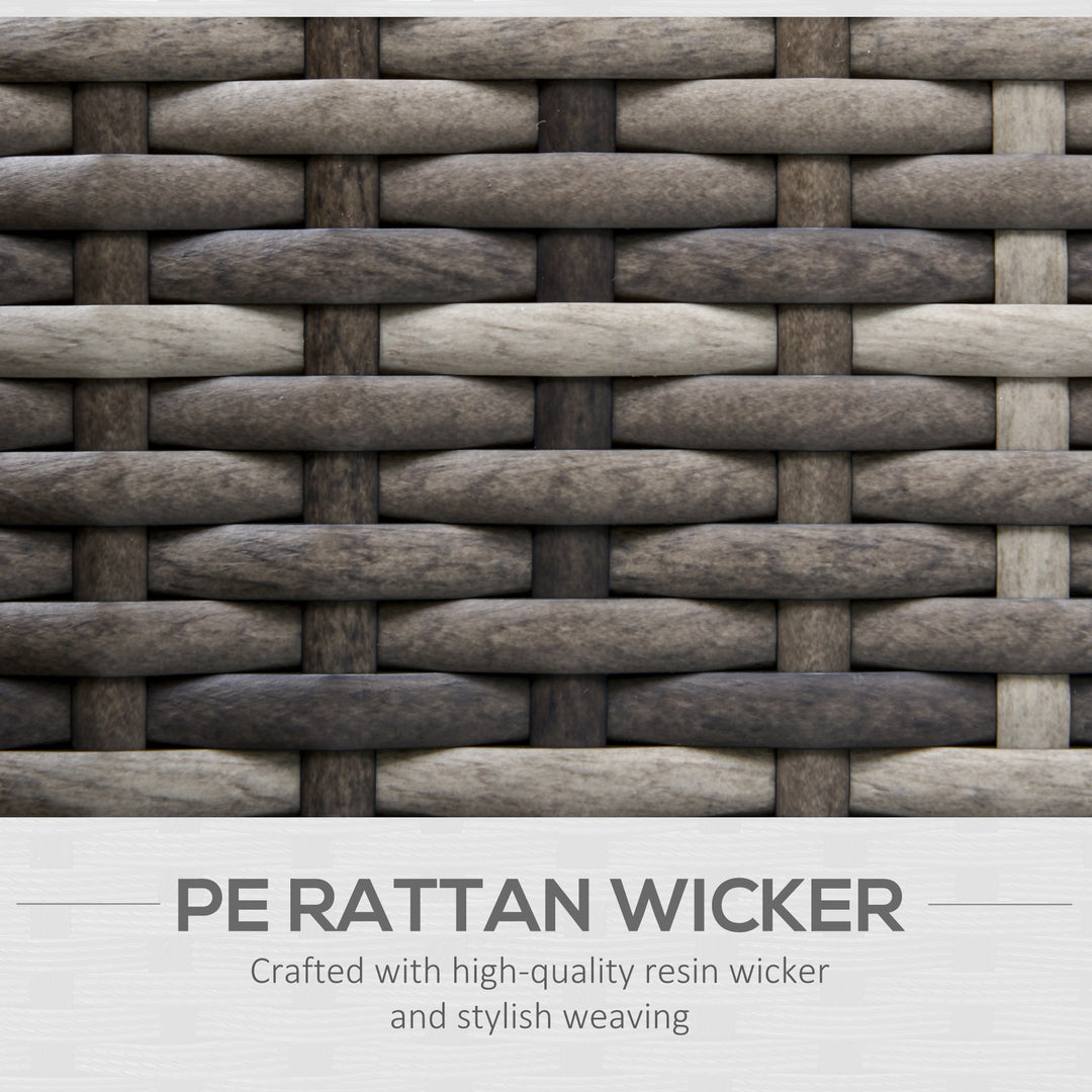 Single Rattan Garden Chair, PE Wicker Garden Armchair with Cushions, Outdoor Rattan Chair with Armrests and Steel Frame for Conservatory, Porch, Patio, Balcony, Dark Grey