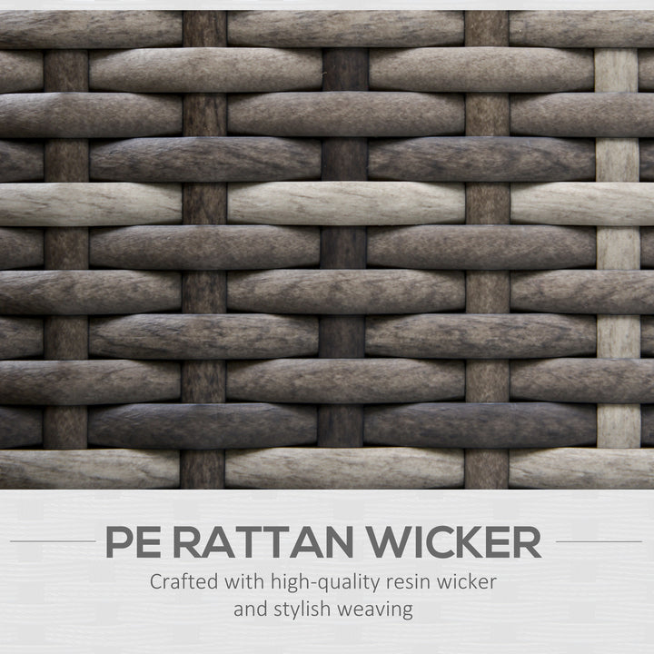 Single Rattan Garden Chair, PE Wicker Garden Armchair with Cushions, Outdoor Rattan Chair with Armrests and Steel Frame for Conservatory, Porch, Patio, Balcony, Dark Grey