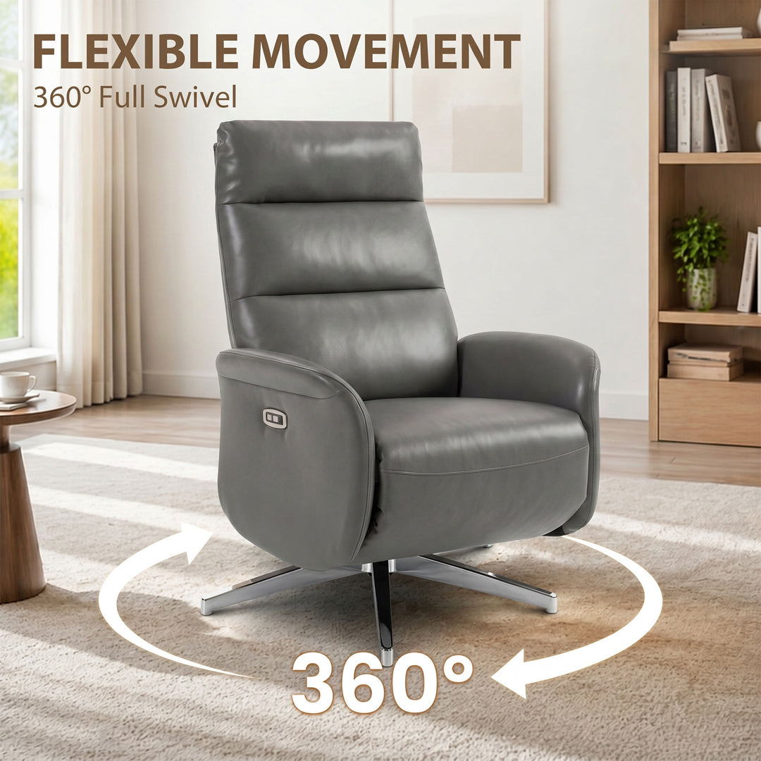 Power Recliner Chair, Swivel Electric Reclining Chair with Type C+USB,