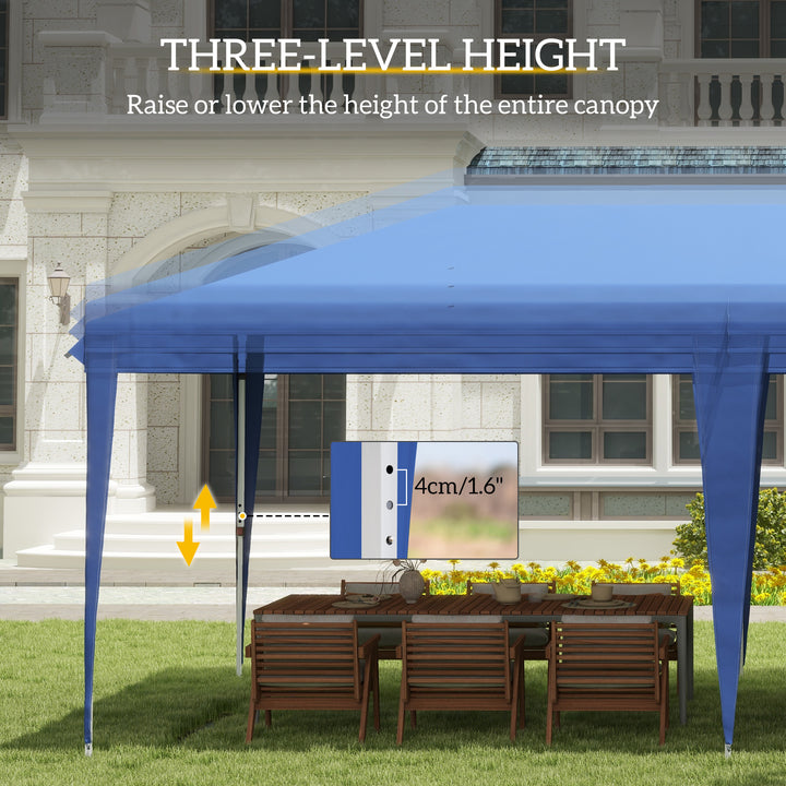 Pop Up Gazebo 3 x 6m, Foldable Canopy Tent, Height Adjustable Wedding Awning Canopy w/ Carrying Bag, Blue