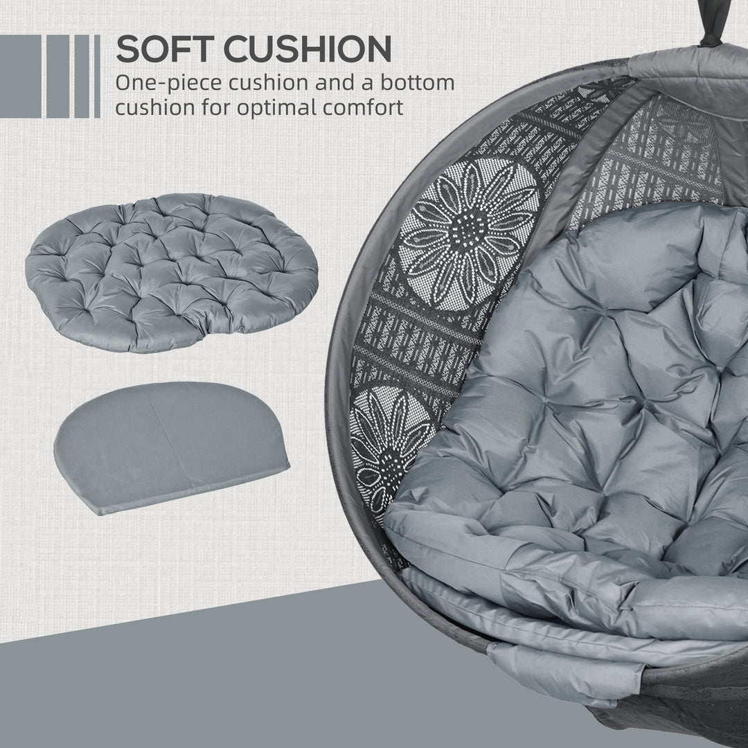 Round Egg Basket Chair, with Steel Stand, Charcoal Grey