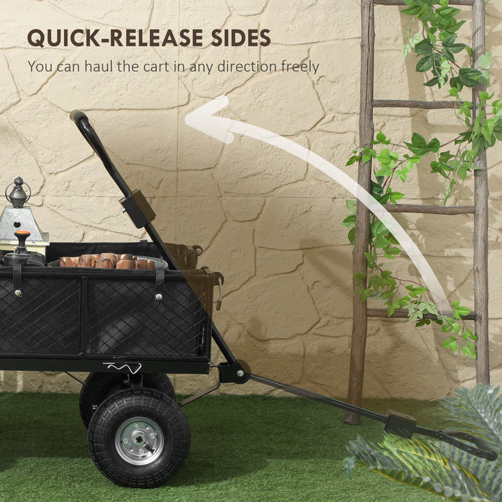 114L Steel Frame Garden Cart Trolley - Black