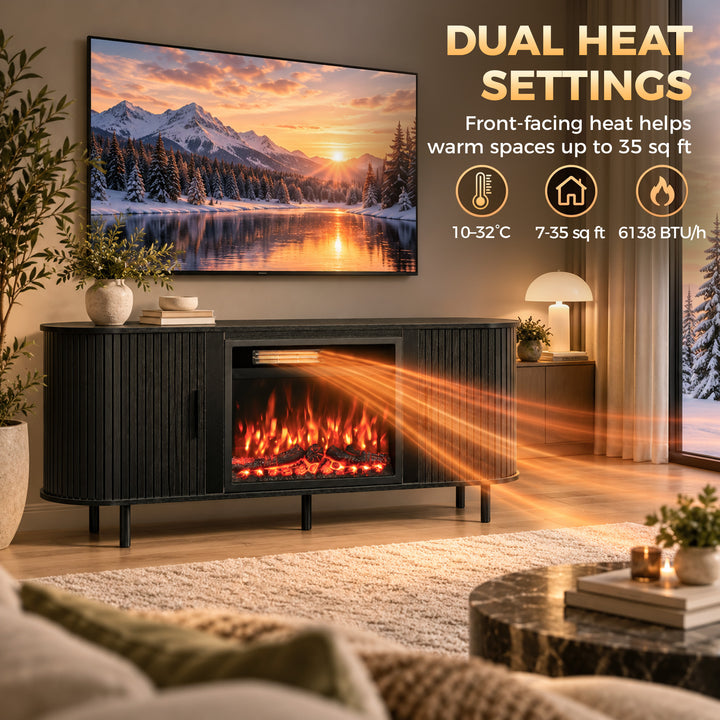 Electric Fireplace TV Stand for 70" TVs, 1800W Entertainment Center - view 6