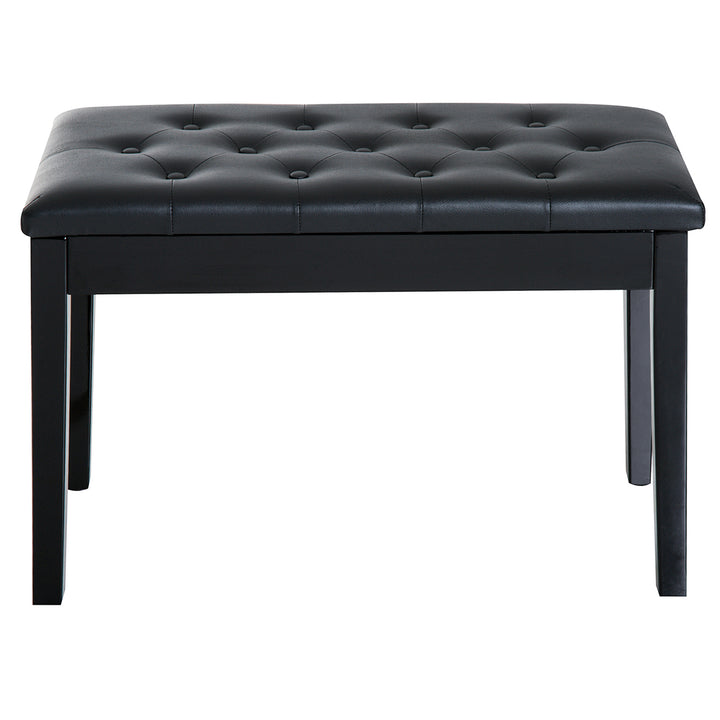 HOMCOM Elegant Piano Bench with Storage, PU Leather Upholstered Dressing Table Stool, 76x36x50cm, Black | Aosom UK