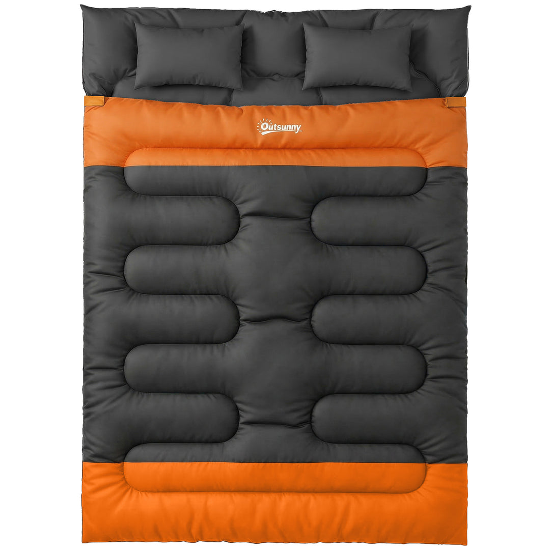 Double Sleeping Bag with 2 Pillows, 220 x 160 cm Extra-Large Sleeping 