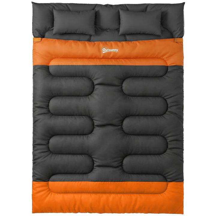 Double Sleeping Bag with 2 Pillows, 220 x 160 cm Extra-Large Sleeping 