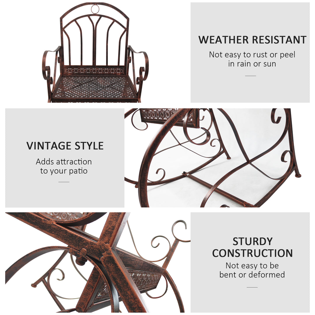 MCL Metal Single Chair 1 Seater Garden Outdoor Rocking Chair Vintage Style Bronze
