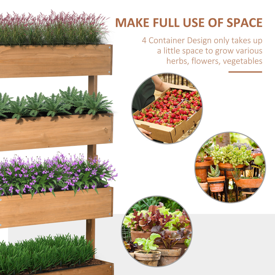 Four-Tier Basket Wooden Plant Stand - Orange