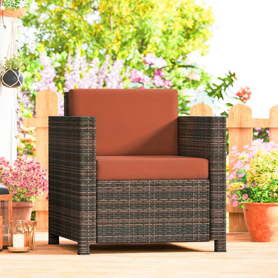 PE Rattan Garden Armchair with Cushion