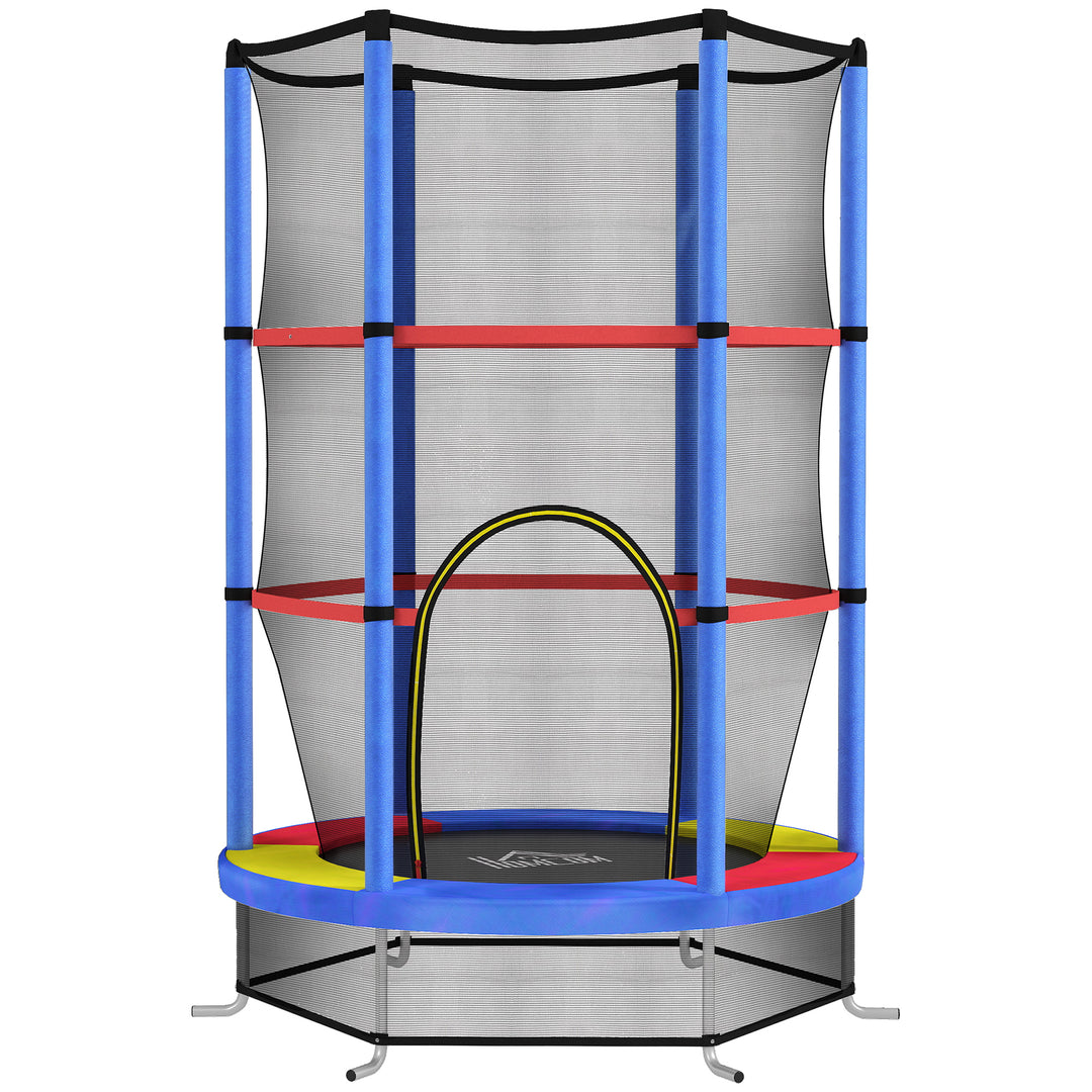 Kids Trampoline, with Enclosure Net, Steel Frame, for Ages 3-6 Years - MultiColoured