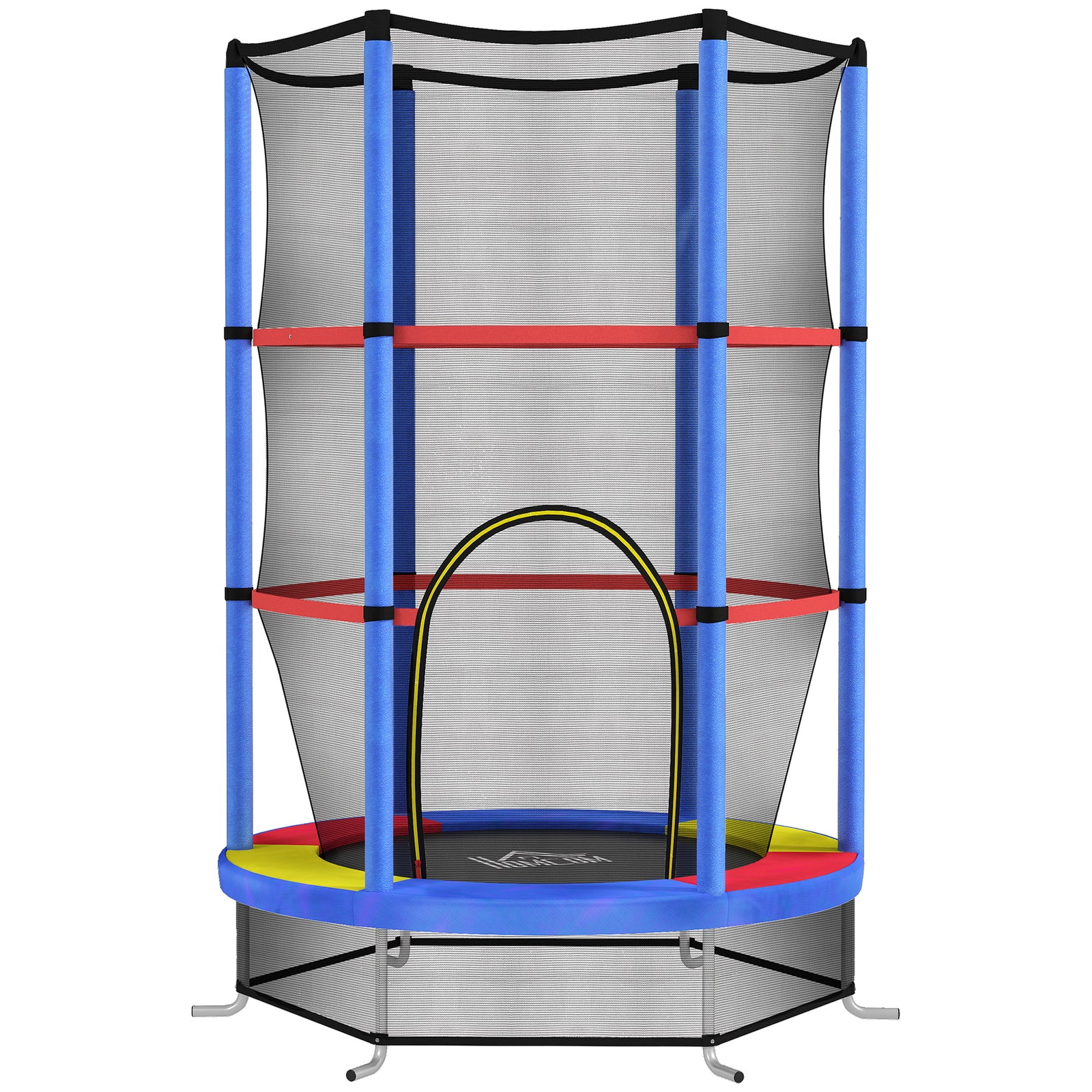 Kids Trampoline, with Enclosure Net, Steel Frame, for Ages 3-6 Years - MultiColoured