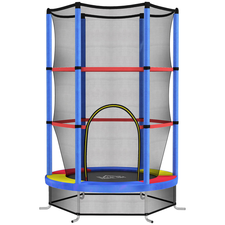 Kids Trampoline, with Enclosure Net, Steel Frame, for Ages 3-6 Years - MultiColoured