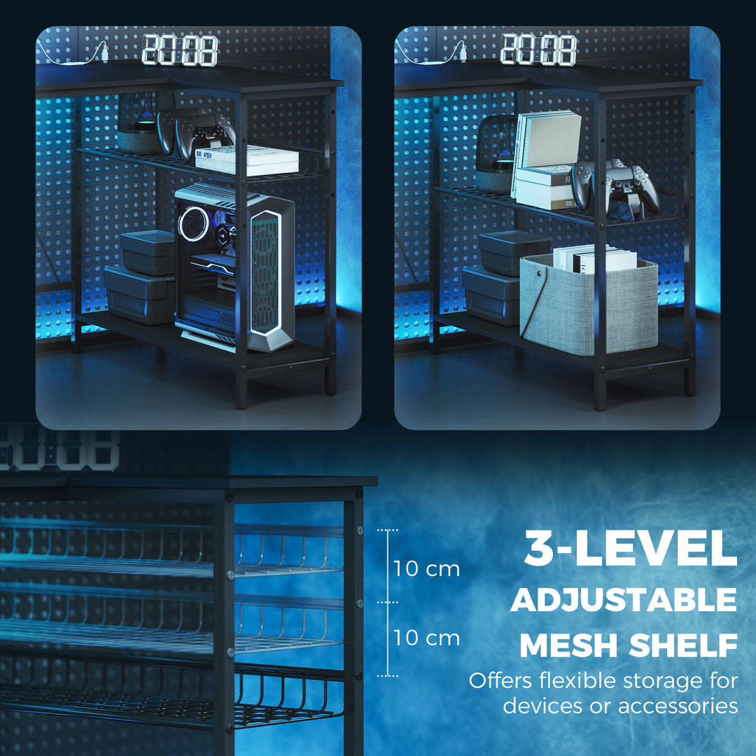 114.5 cm L-Shaped Gaming Desk, Computer Desk with LED Lights, Power - view 6
