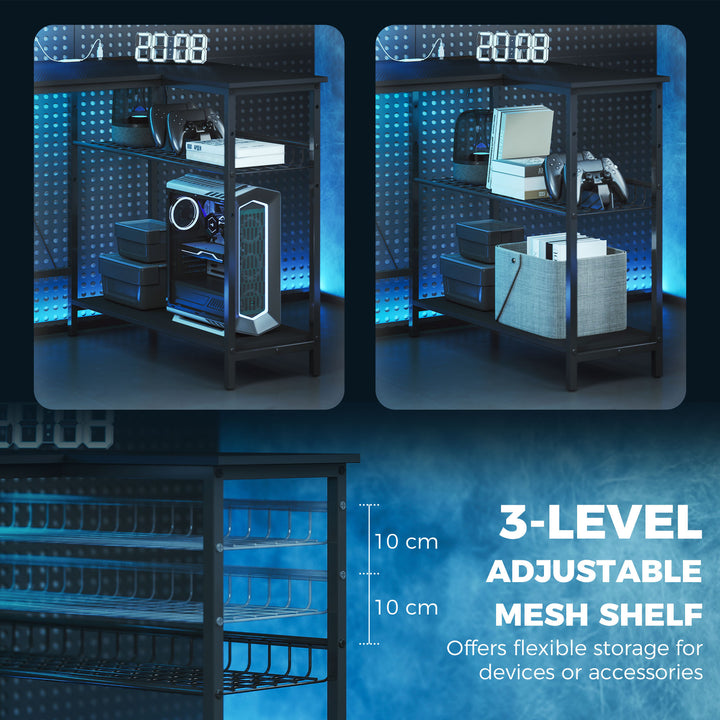 114.5 cm L-Shaped Gaming Desk, Computer Desk with LED Lights, Power - view 6