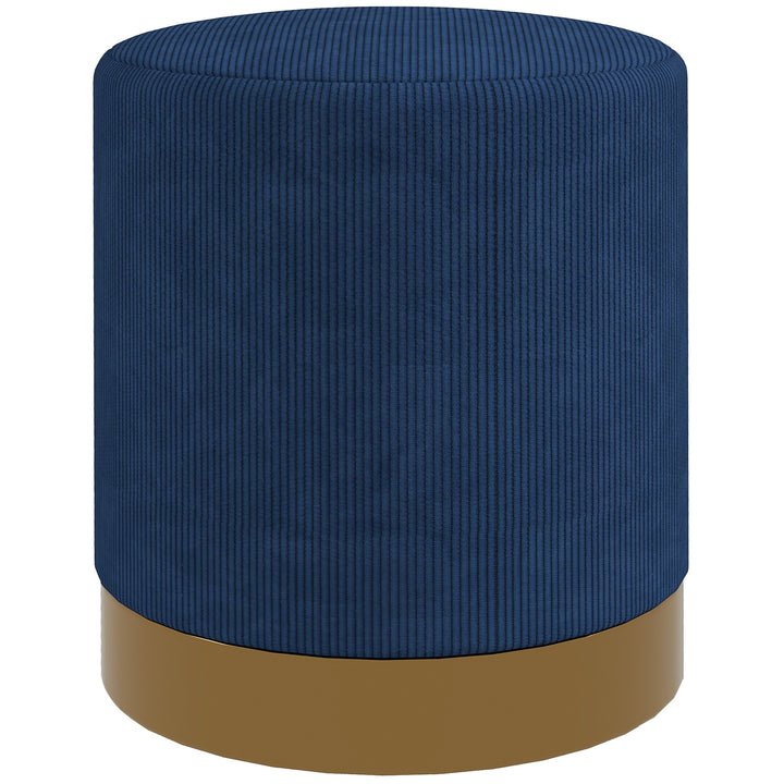 HOMCOM Soft Padded Corduroy Footstool - Dark Blue