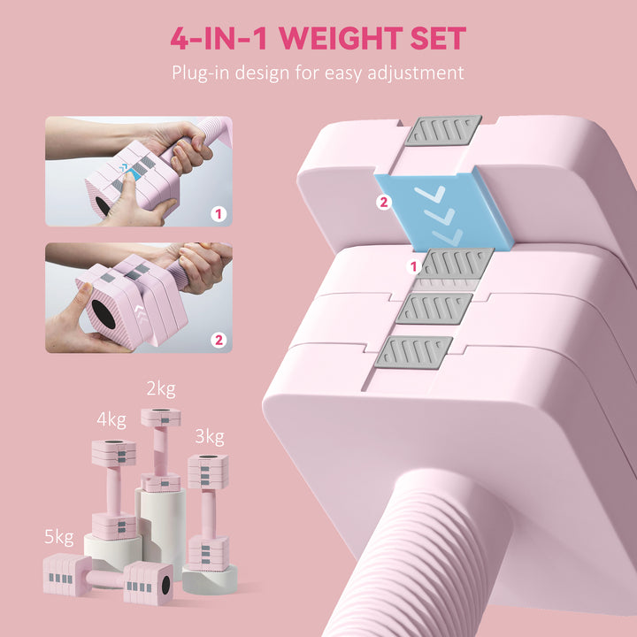 Adjustable Dumbbell Set of 2, Each 1/2/3/4/5 kg Weight, 5-in-1 Weights