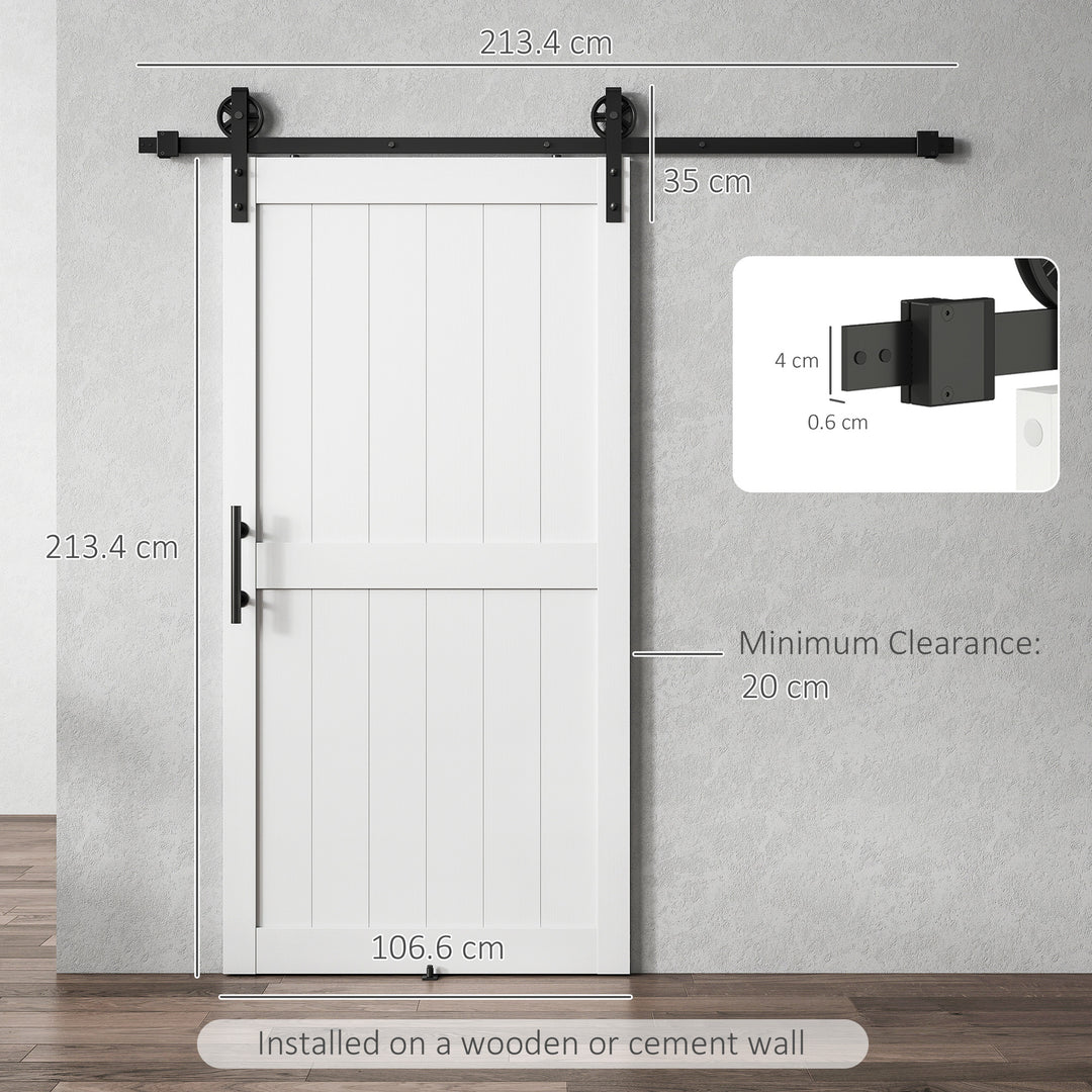 213.4cm Sliding Barn Door Kit, Sliding Door with Track, Hardware, Upgr