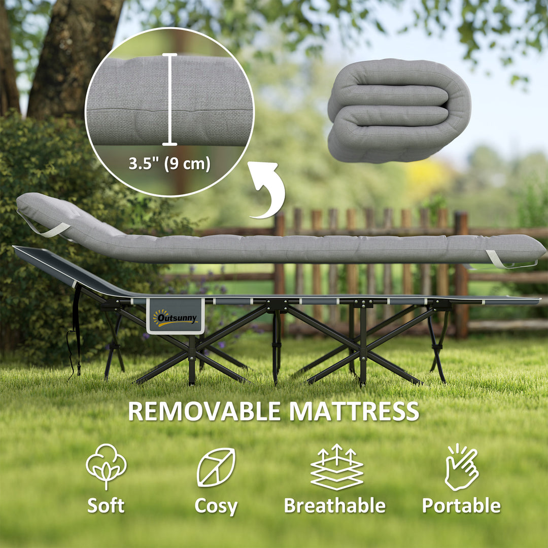 68cm Wide Folding Bed, Camping Cot for Adults with Mattress, Carry Bag
