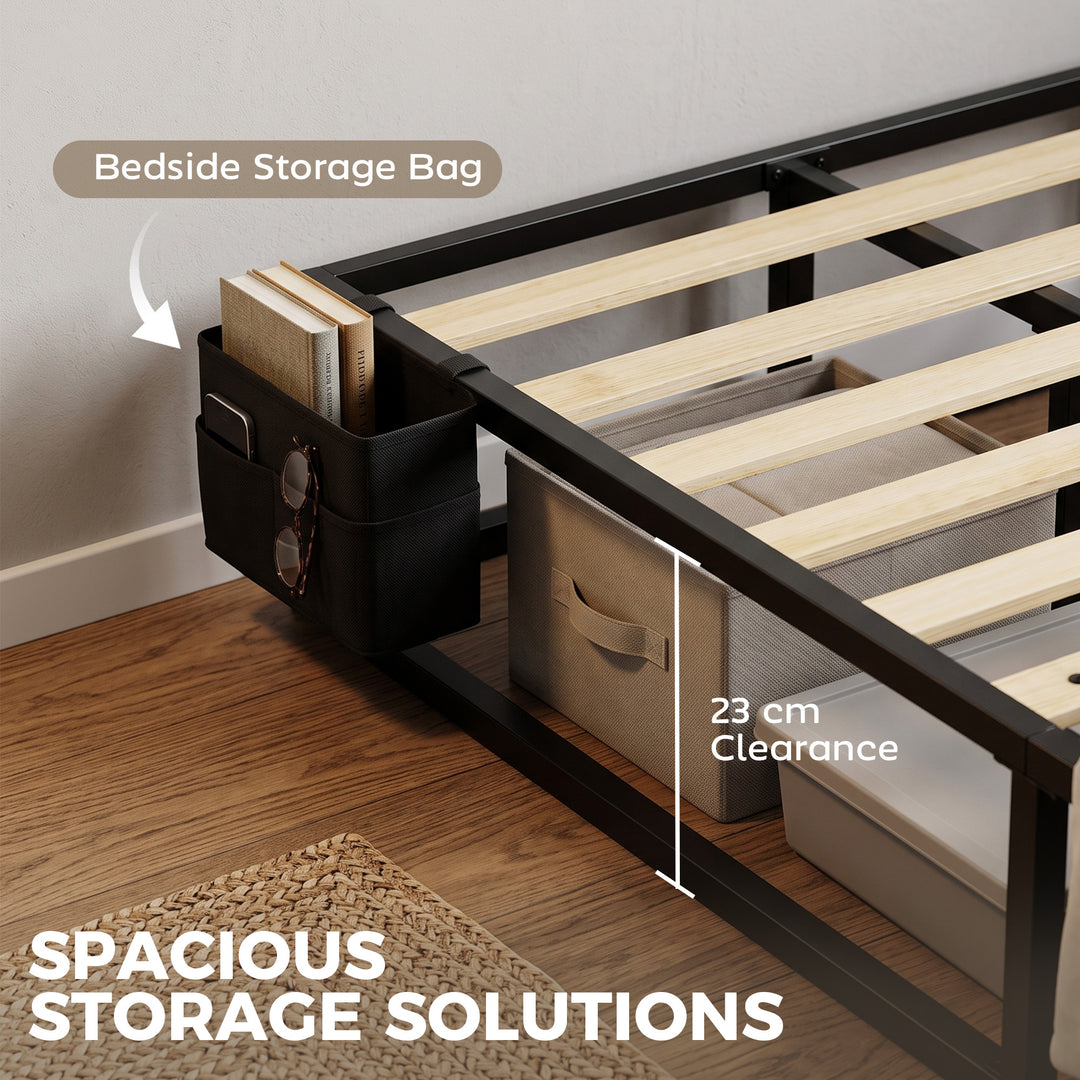 12 Slats Metal Platform Bed Frame, 3ft Single Bed Frame with Storage B