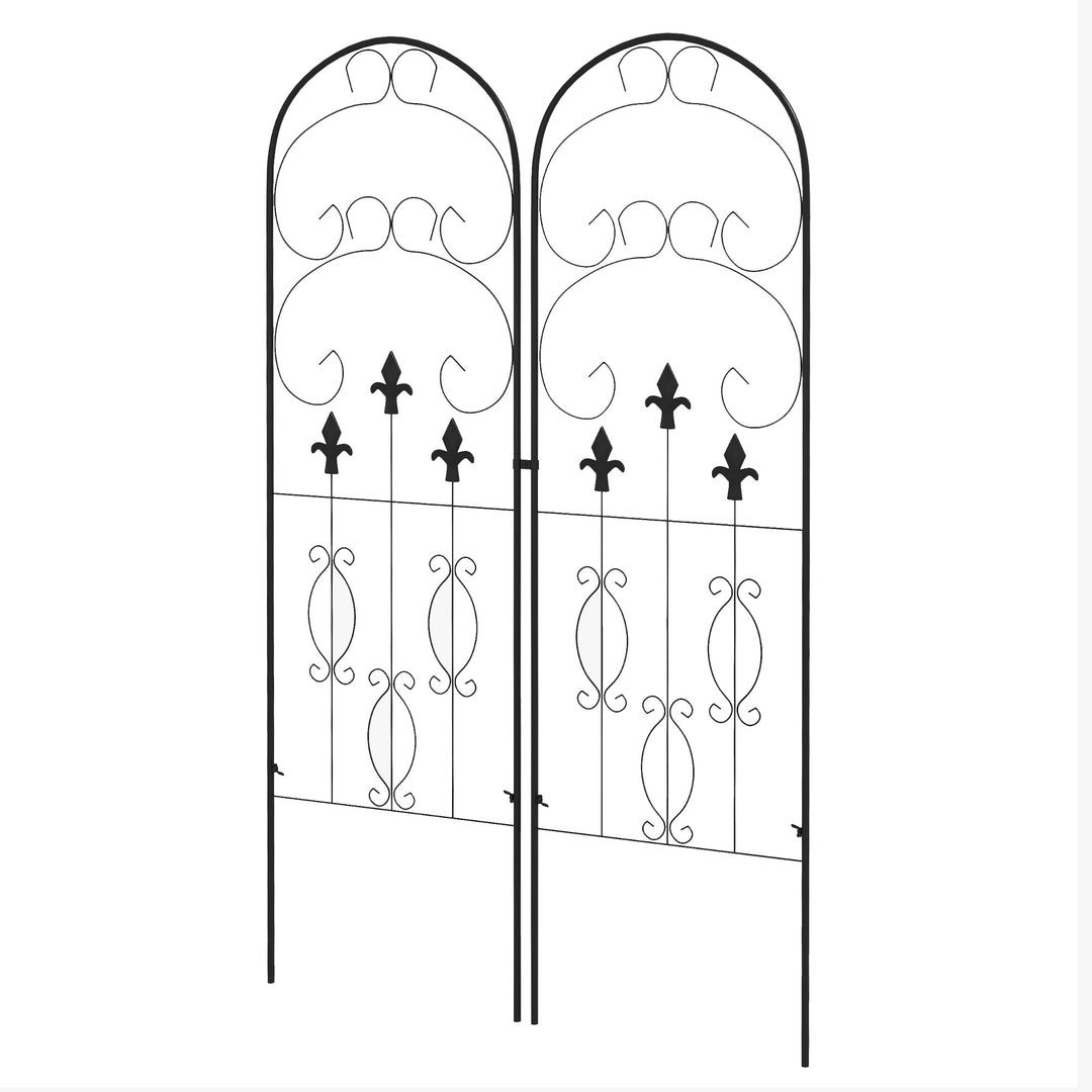 Metal Trellis Set of 2, Garden Trellis for Climbing Plants Support Frames, Scrolls Design