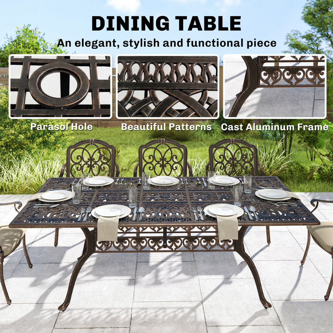 9 Piece Cast Aluminium Garden Dining Set, Garden Table and Chairs Set 