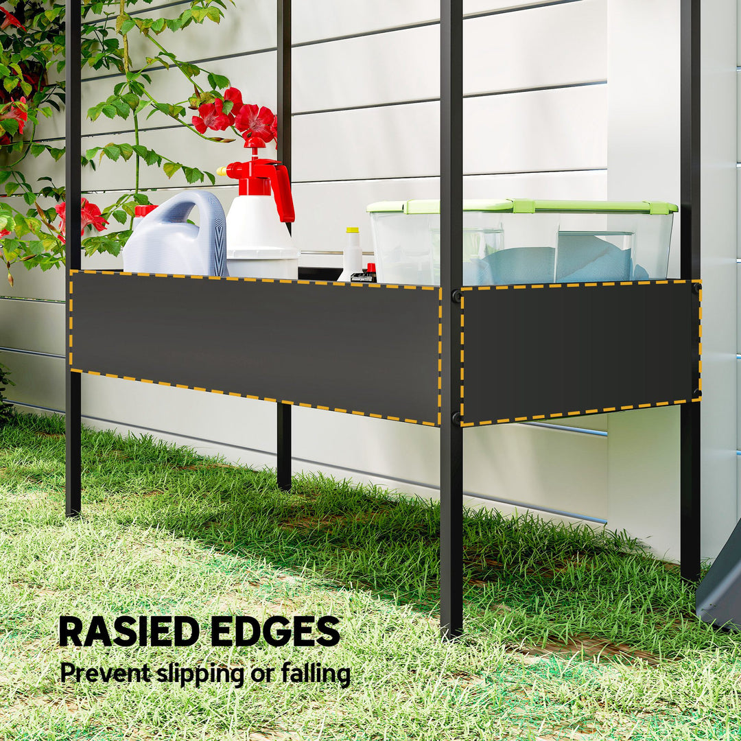 2 Tier Plant Stand, Outdoor Indoor Metal Plant Stand with Hook, House-