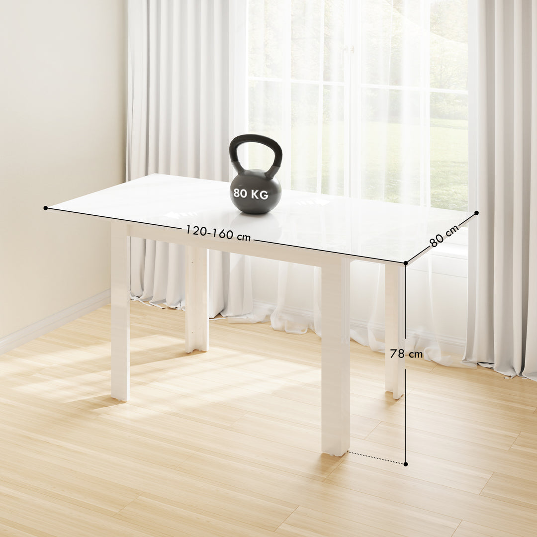 Extending Six-Person High Gloss Dining Table - White
